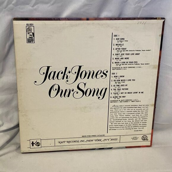 Jack Jones – Our Song (Vinyl, 1967) Kapp Records KS 3531 VG+ LP Record Album - Picture 3 of 11